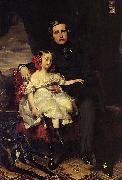Franz Xaver Winterhalter Portrait of the Prince de Wagram and his daughter Malcy Louise Caroline Frederique oil painting